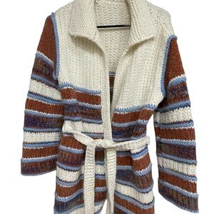 Handmade Chunky Knit Belted
Cardigan Coat Boho Southwestern
Sweater M L